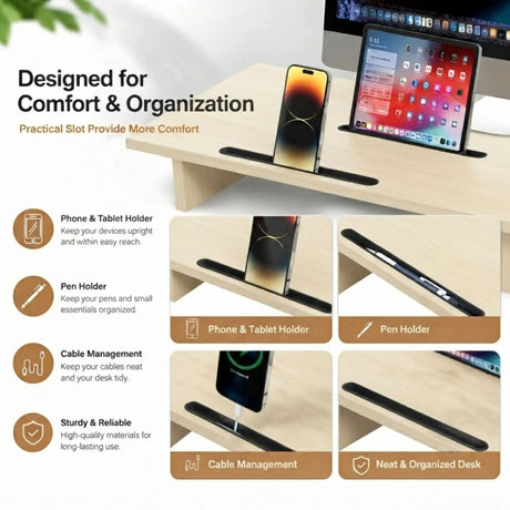 CARLA HOME beige adjustable monitor stand.
