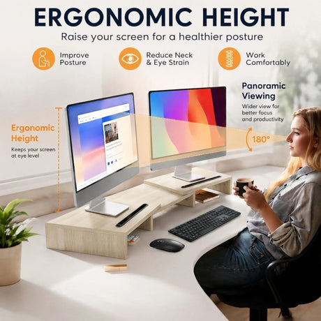 CARLA HOME beige adjustable monitor stand.