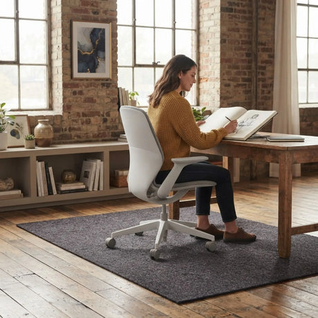Grey home office, 120x90 cm, machine washable.