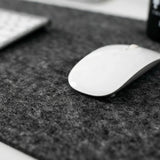 CARLA HOME Felt Desk Mat, Large Mouse Pad 80x40cm, Grey Cotton Linen Fabric