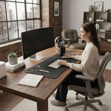CARLA HOME Felt Desk Mat, Large Mouse Pad 80x40cm, Grey Cotton Linen Fabric