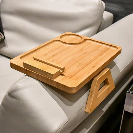 Bamboo phone holder, operated by remote control.
