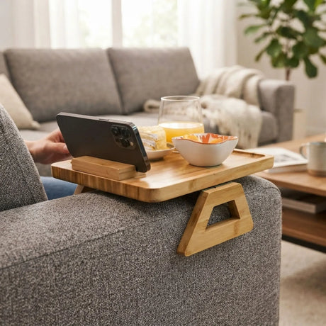 Bamboo phone holder, operated by remote control.