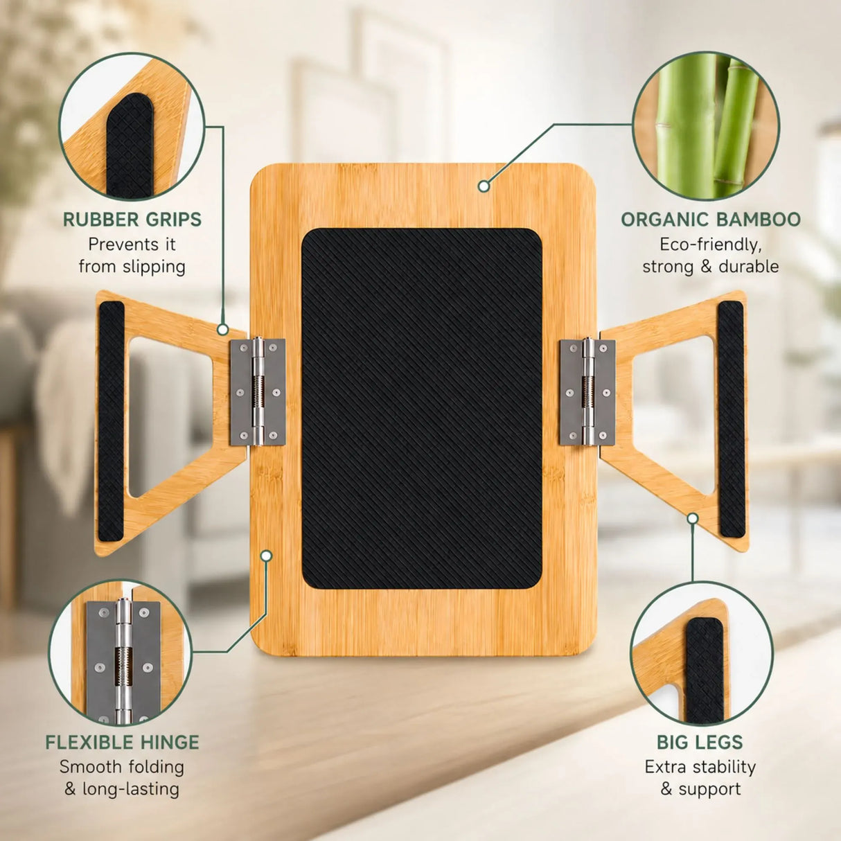 CARLA HOME Bamboo Sofa Arm Tray, 360° Rotating Phone Holder Clip, Couch cup