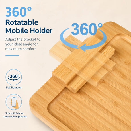 Bamboo phone holder, operated by remote control.