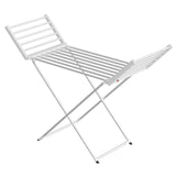 White 220W Electric Heated Towel Rack in Silver with 20 Bars for Fast Drying
