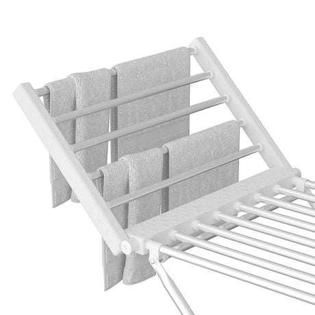 White electric towel rack, 220W, foldable.