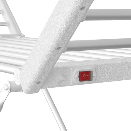 White electric towel rack, 220W, foldable.