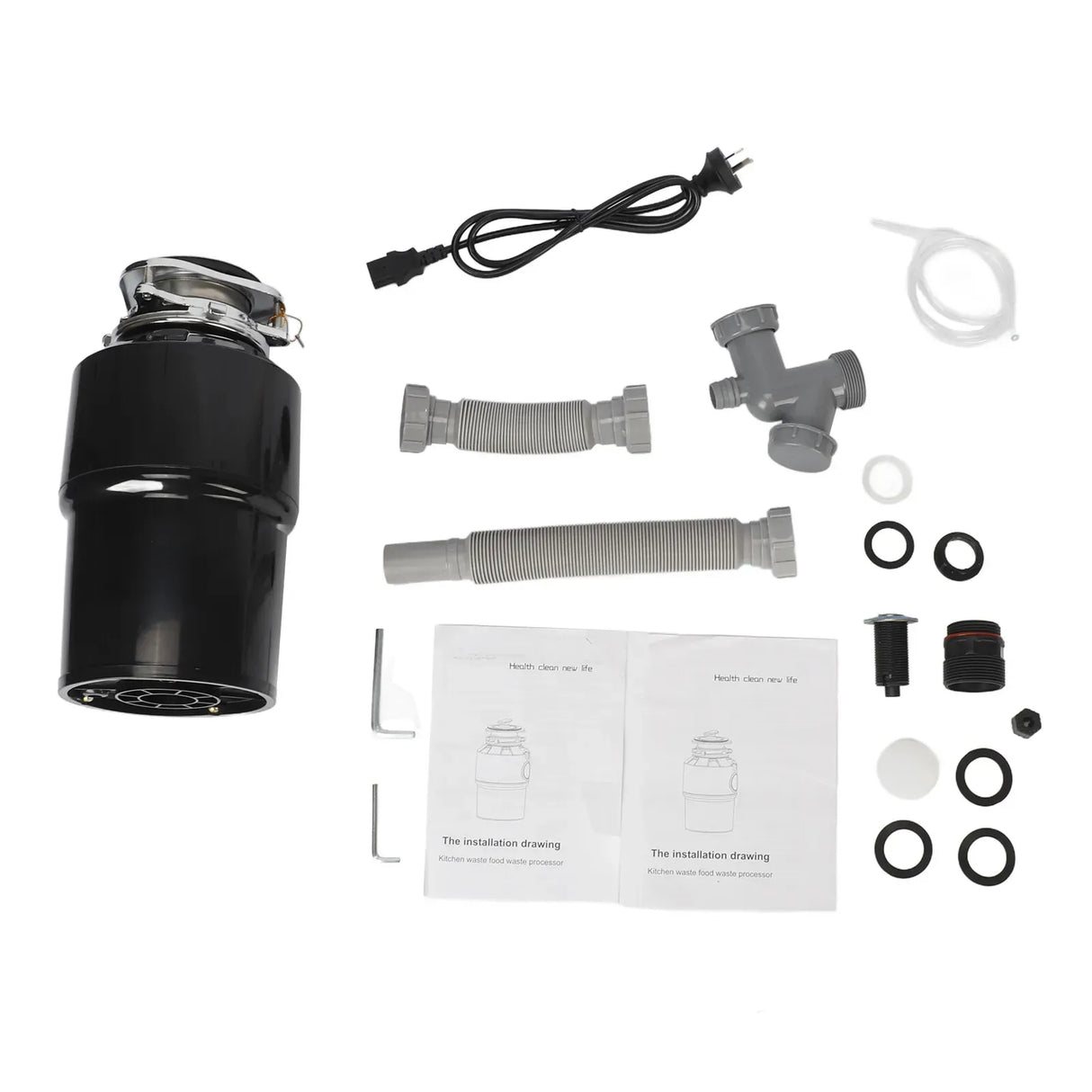550W Food Waste Disposer with AU Plug, 4000RPM, Black, Stainless Steel for Kitchen