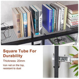 Metal Bookcase With Drawers, Dark Walnut & Black, 90x30x180cm, 6 Shelves