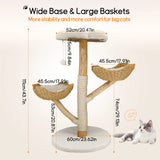 Extra Large Black Cat Tree Tower with Real Wood and Wicker Basket, 60x111cm