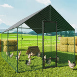 Heavy Duty XL Metal Walk-In Chicken Run with Cover, 276x405x300cm, Black