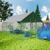 Heavy Duty XL Metal Walk-In Chicken Run with Cover, 276x405x300cm, Black