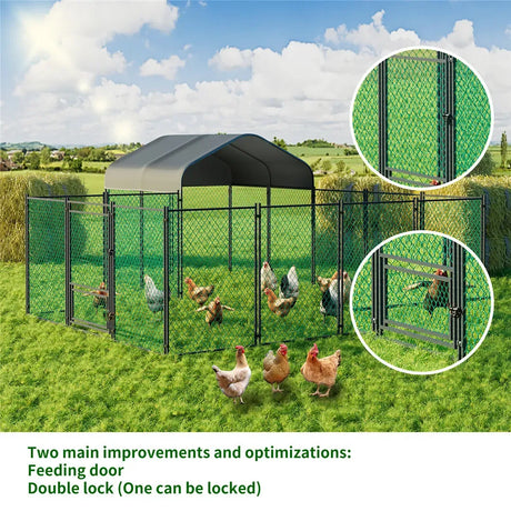 Hen chicken run coop, 304.8 x 396.24 cm.