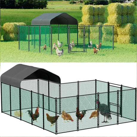 Hen chicken run coop, 304.8 x 396.24 cm.