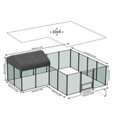 Chicken Run Coop 304.8 x 396.24 cm Covered Poultry Rabbit Hen Cage with Feeding Door