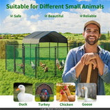 Chicken Run Coop 304.8 x 396.24 cm Covered Poultry Rabbit Hen Cage with Feeding Door
