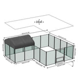 Extra Large Black Chicken Coop Cage Run Rabbit Hutch Walk-In Hen Enclosure 300x200x270cm
