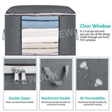 Large Navy Blue Quilt Storage Bags 60x40x35cm - 2-Pack Non-Woven Fabric Organiser with Zipper