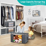 Large Navy Blue Quilt Storage Bags 60x40x35cm - 2-Pack Non-Woven Fabric Organiser with Zipper