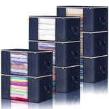 Large Navy Blue Quilt Storage Bags, 60x40x35cm, 6-Pack, Durable Non-Woven Fabric