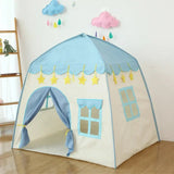 Blue portable castle tent, easy to assemble.