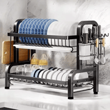 Compact 2-Tier Dish Drying Rack with Drainboard