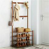 Bamboo entryway bench hanger.