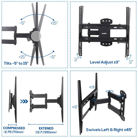 Full Motion TV Wall Mount Bracket 27-55 for Samsung TCL Hisense.
