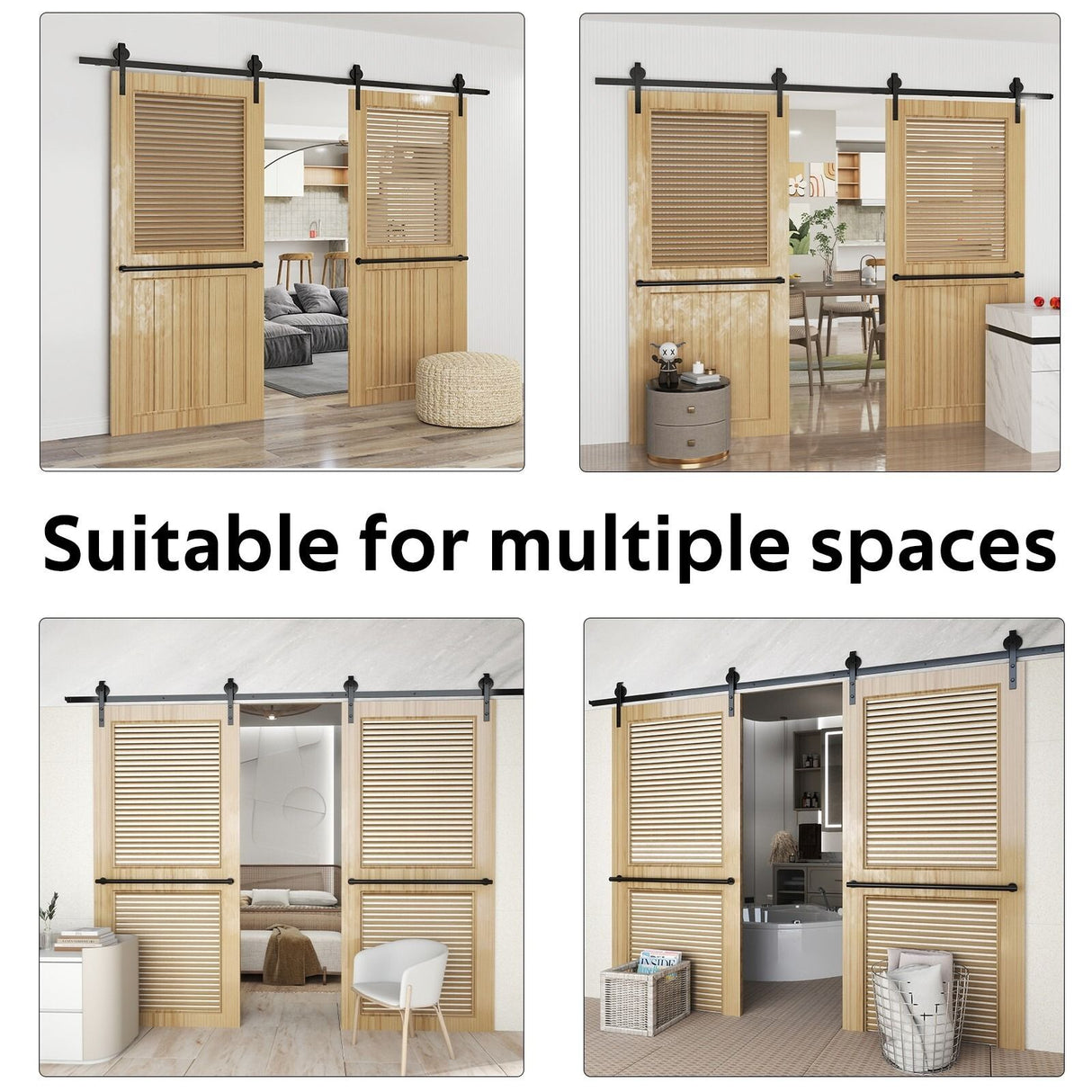 Sliding Barn Door Kit Heavy Duty Rust Resistant Single 2.44M