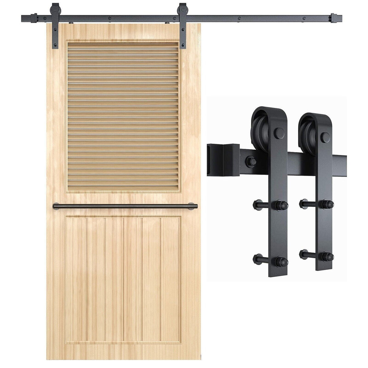 Sliding Barn Door Hardware Kit Heavy Duty Rust Resistant Single Door 3M