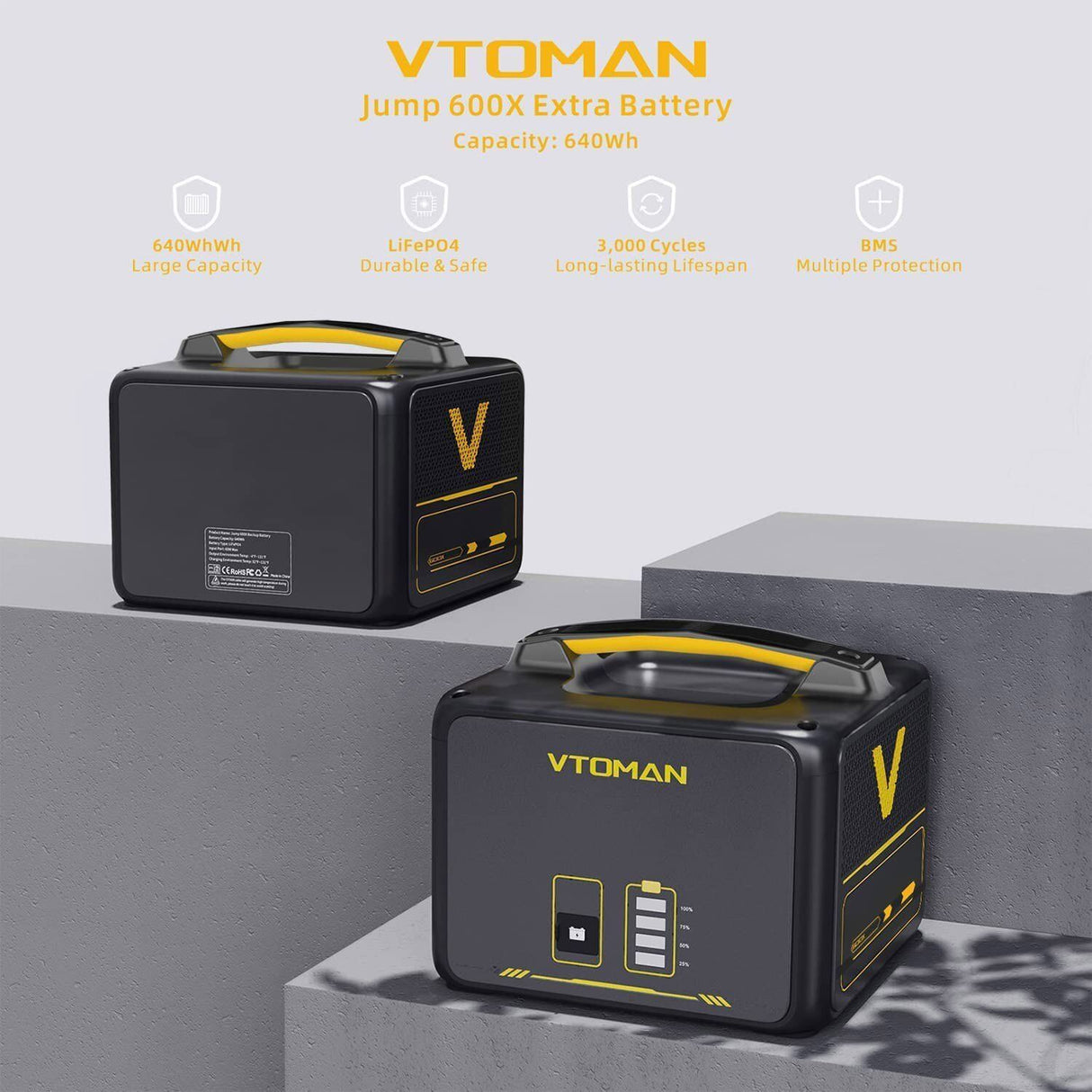 640Wh Solar Expansion Battery LiFePO4 BMS Jump 600X