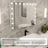 Beauty Mirror with 18 LED Bulbs, Colour Settings, White Frame,  and USB A and C Ports