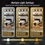 Beauty Mirror with 18 LED Bulbs, Colour Settings, White Frame,  and USB A and C Ports