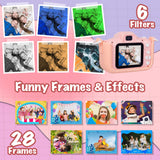 Kids Digital Dual Lens Camera, 4x Zoom and HD Video Recording (Pink)