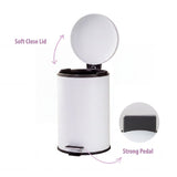 12L Pedal Bin with Stainless Steel and Plastic Construction
