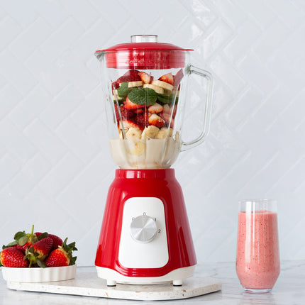 500W Glass Blender with Two Adjustable Speeds 1.5L - Red