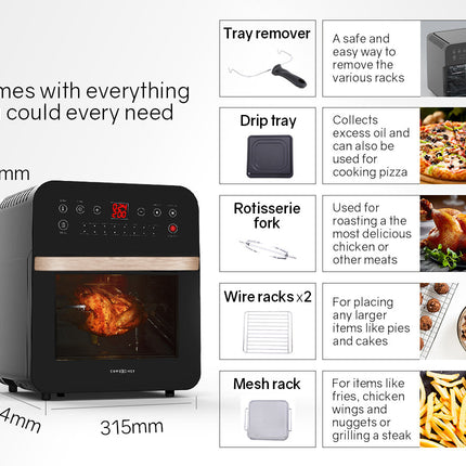 EUROCHEF 16L Air Fryer Electric Digital Airfryer Rotisserie Dry Large Big Cooker