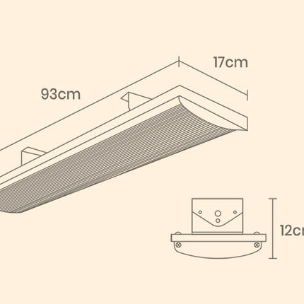 BIO1800W Outdoor Strip Heater Electric Radiant Slimline Panel