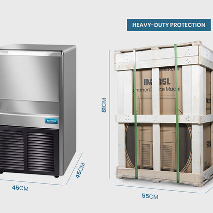 POLYCOOL Commercial Ice Maker Machine, up to 45kg/24hr, Donper Compressor, Undercounter, Freestanding