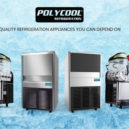 POLYCOOL Commercial Ice Maker Machine, up to 45kg/24hr, Donper Compressor, Undercounter, Freestanding