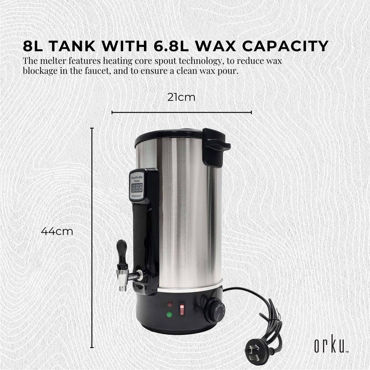8L Orku Candle Wax Heater With Tap And Accessories - Candle Making Melter Pot