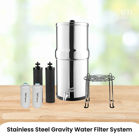 Stainless steel water filter, 8.5L, eco friendly.