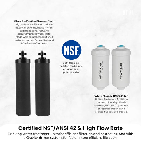 Stainless steel water filter, 8.5L, eco friendly.