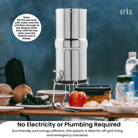 Stainless steel water filter, 8.5L, eco friendly.