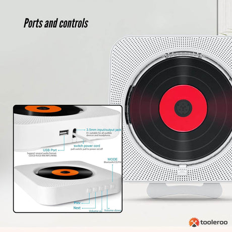 White radio, operated by remote control.