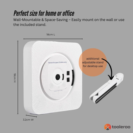 White radio, operated by remote control.