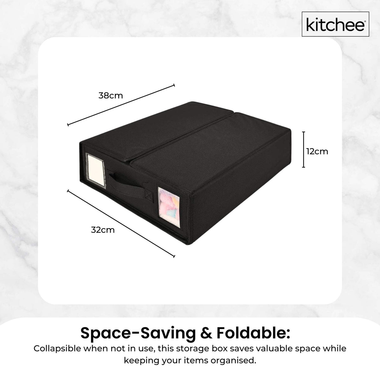 4x Kitchee Foldable Bed Sheet Storage Box - Linen and Closet Organiser Black
