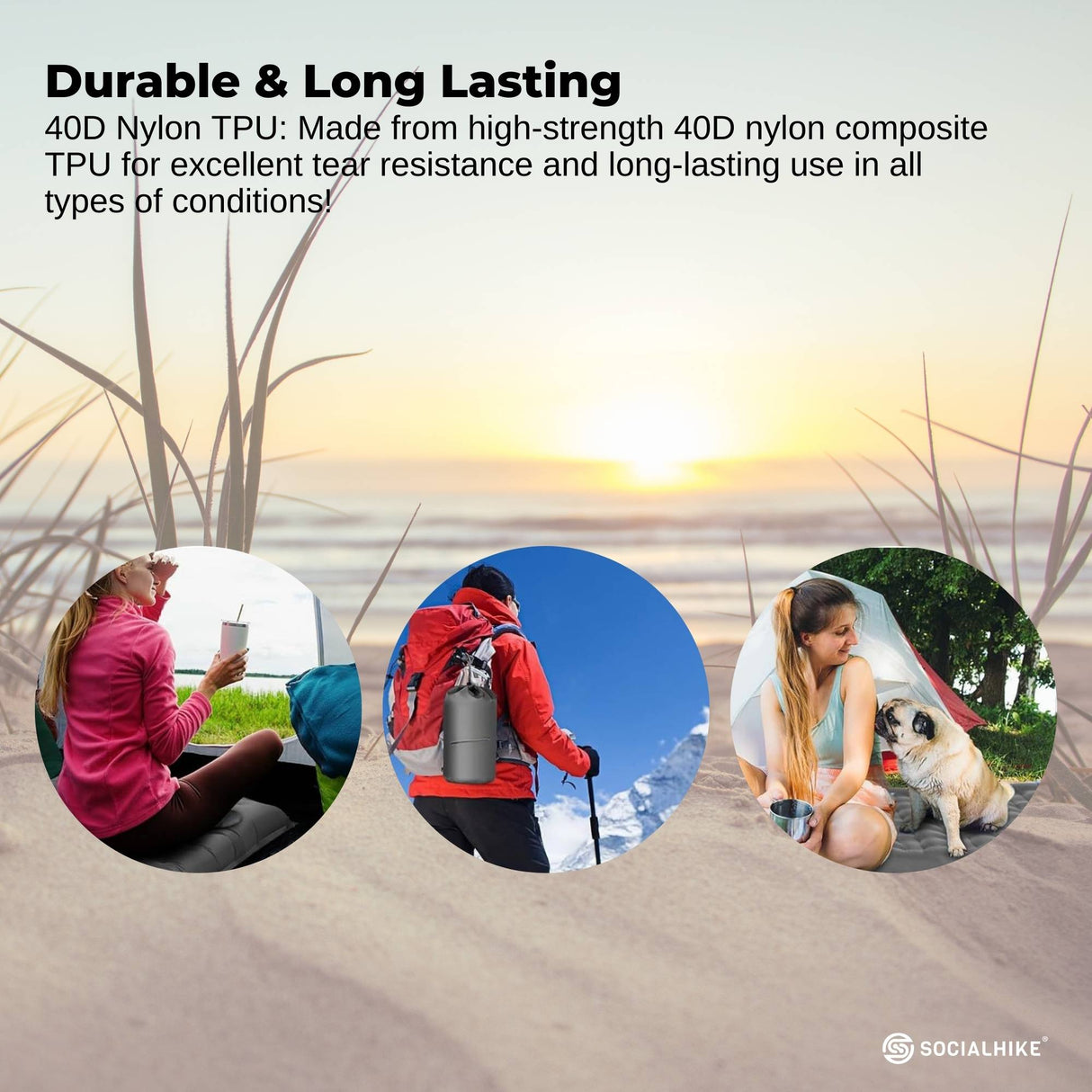 Social Hike Step-Inflating Camping Mattress Lightweight Waterproof Sleeping Grey