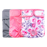 Rooster Farms Female Dog Diapers Small 3Pk - Washable Reusable Nappies Hook/Loop
